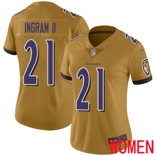 Baltimore Ravens Limited Gold Women Mark Ingram II Jersey NFL Football #21 Inverted Legend->youth nfl jersey->Youth Jersey